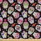 Ambesonne Sugar Skull Fabric by The Yard, All Souls Day Floral Colorful Sugar Skulls Flowers on Dark Background Print, Decorative Fabric for Upholstery and Home Accents, 3 Yards, Black Fuchsia